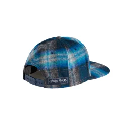 Plaid Flat Brim Hat Grey Turquoise Ombre