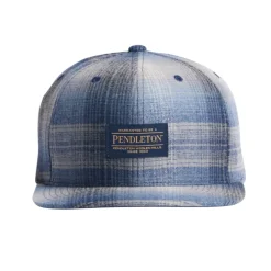 Plaid Flat Brim Hat Grey/Navy Ombre