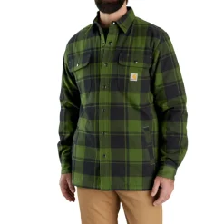 Relaxed Fit Flanel Sherpa-Lined Jacket Chive