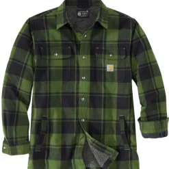 Relaxed Fit Flanel Sherpa-Lined Jacket Chive