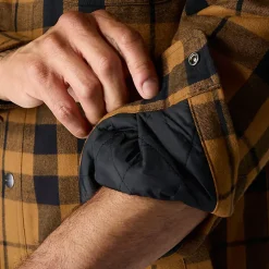 Relaxed Fit Sherpa-Lined Flannel Jacket Brown