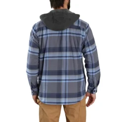 Relaxed Fleece Lined Hooded Flannel Navy