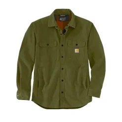 Rugged Flex Relaxed Fit Canvas Fleece-Lined Shirt Jacket Basil