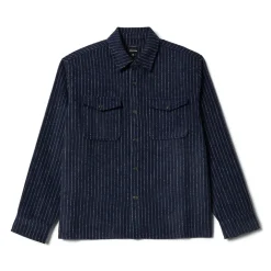 Selden Soft Brushed Flannel Mood Indigo Pinestripe