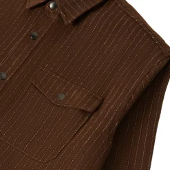 Selden Soft Brushed Flannel Pinecone Brown Pinstripe