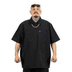 Short Sleeve Zip Shirt Black