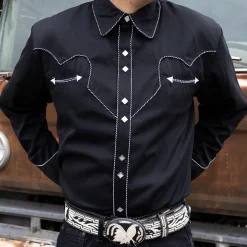 Solid Shirt W/ Candy Cane Piping Shirt Black