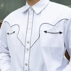 Solid Shirt W/ Candy Cane Piping Shirt White