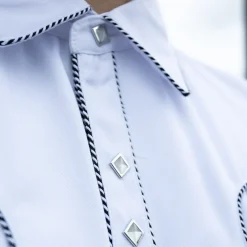 Solid Shirt W/ Candy Cane Piping Shirt White