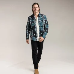 The Wyatt Pearl Snap Long Sleeve Serape Shirt Oasis