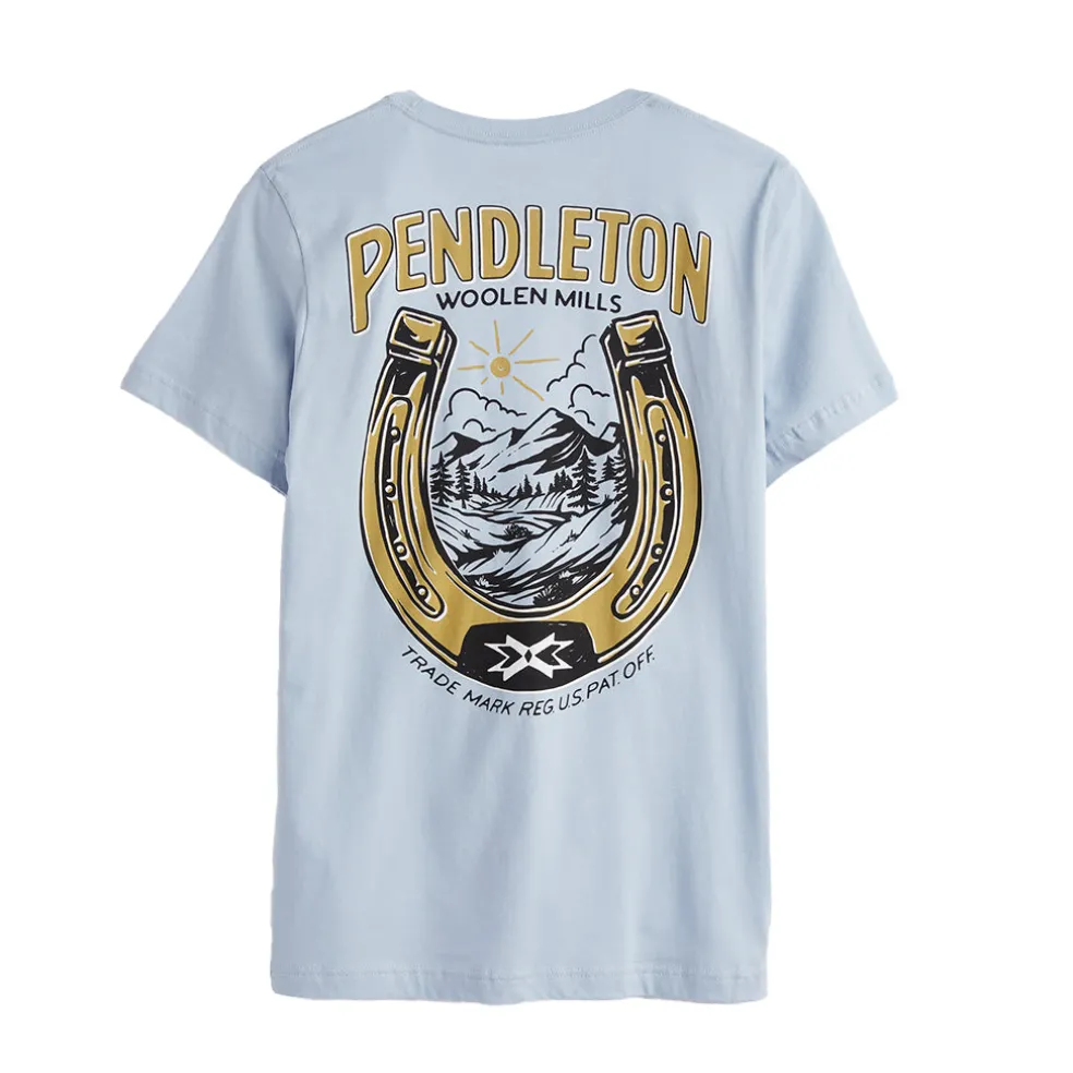 Vintage Horseshoe Graphic Tee Light Blue/Gold