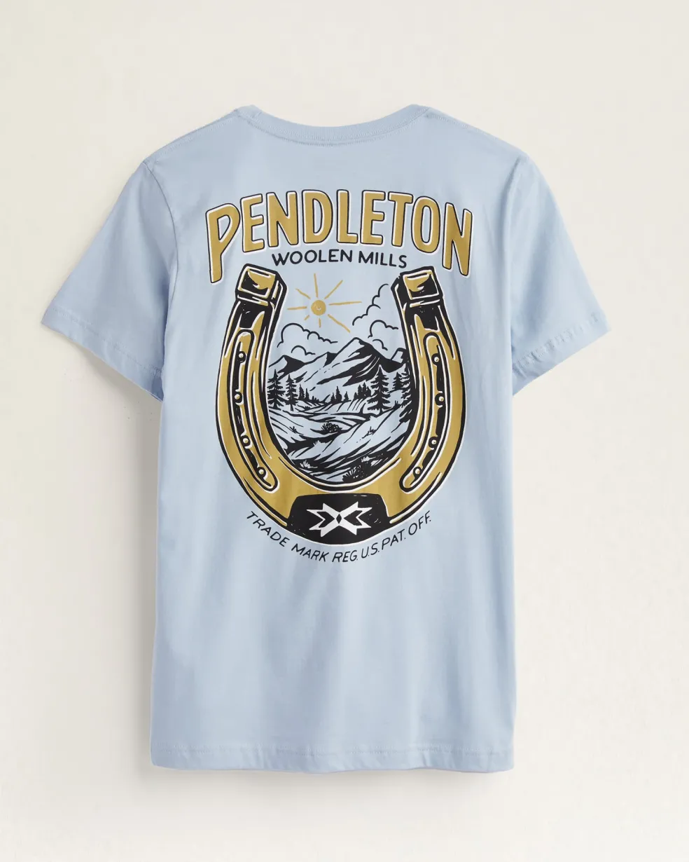 Vintage Horseshoe Graphic Tee Light Blue/Gold