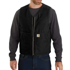 Washed Duck Sherpa-Lined Vest Black