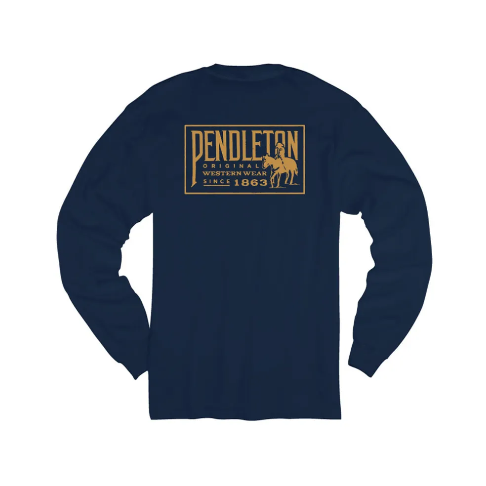 Western Graphic L/S Tee Navy Blazer/Gold