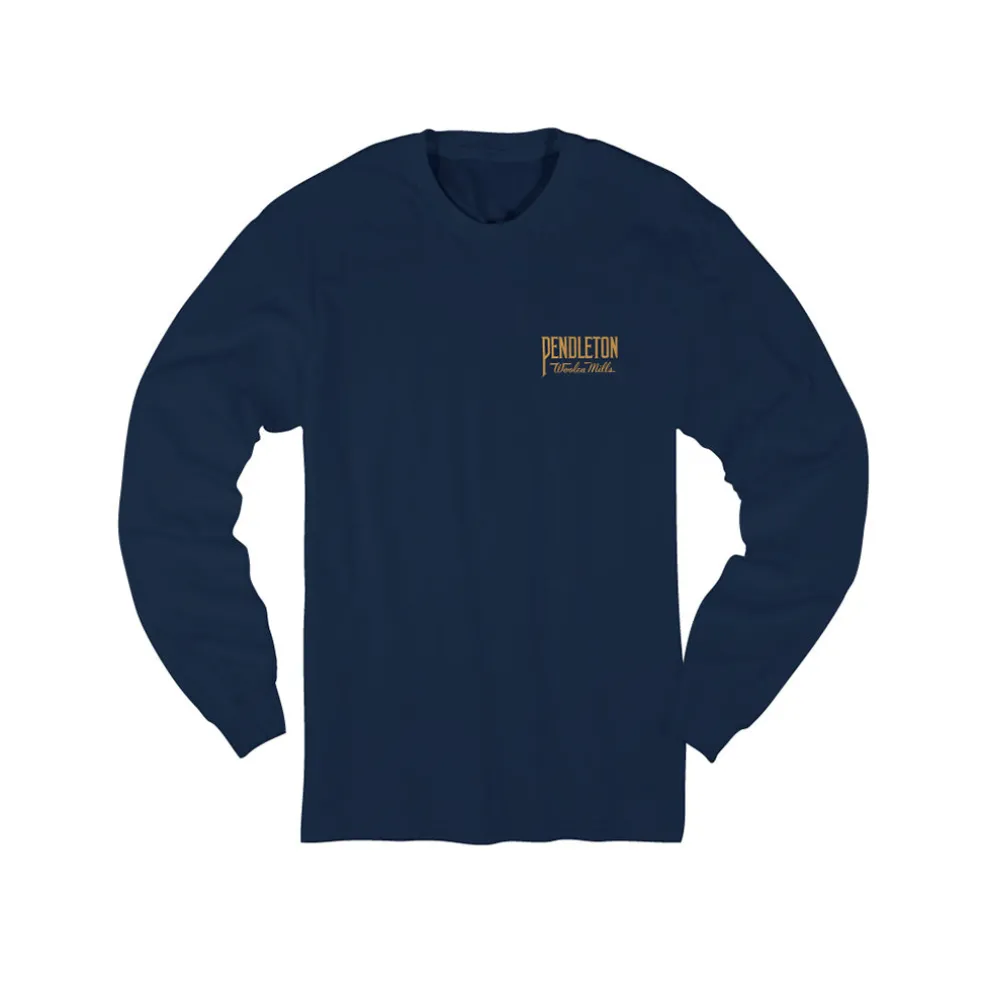 Western Graphic L/S Tee Navy Blazer/Gold