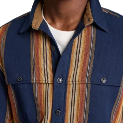 Weston Flannel Shirt Navy Multi Stripe