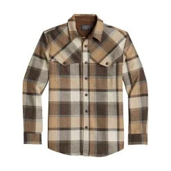 Weston Shirt Ivory/Brown Mix Block Plaid